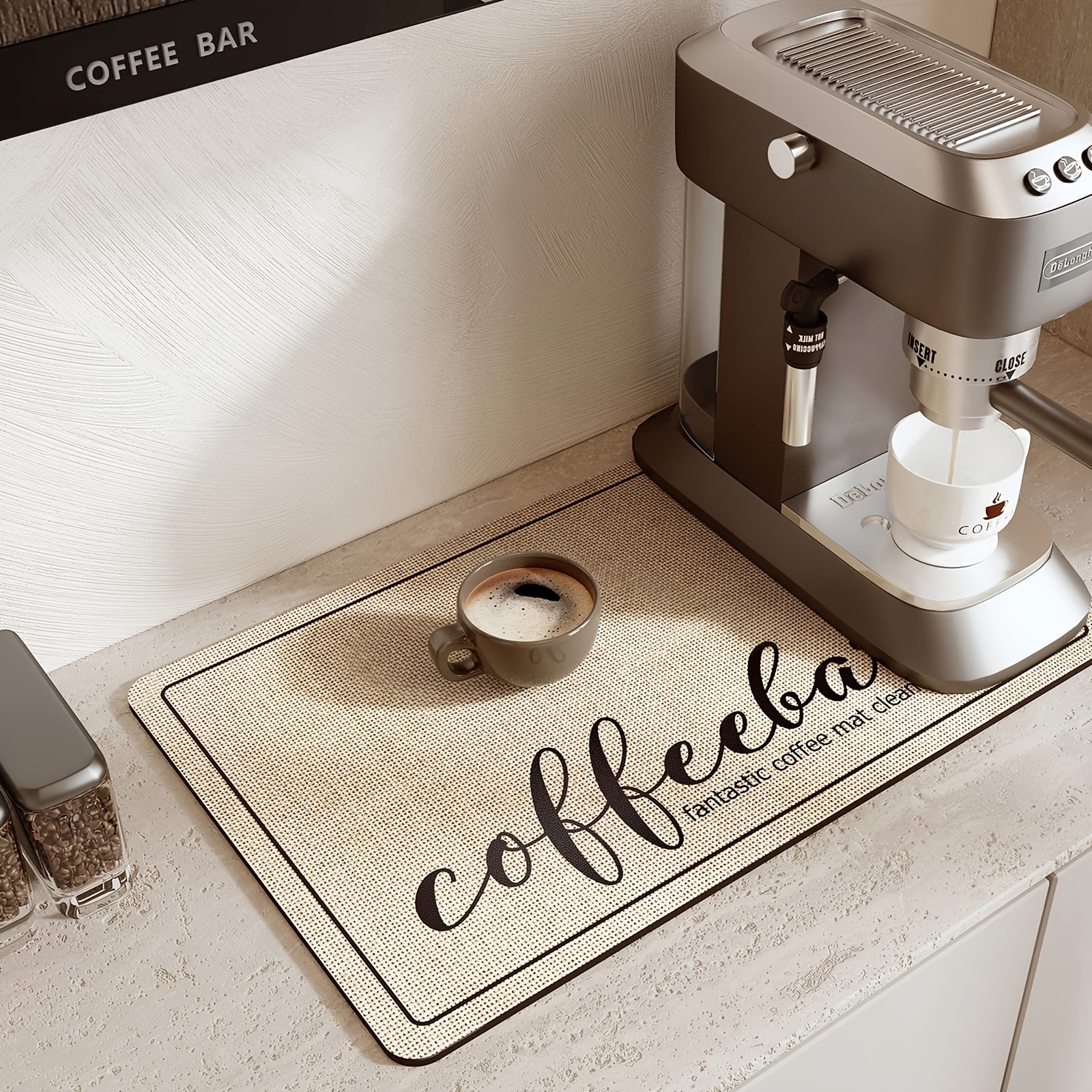 Tapete de café, accesorios de barra de café, absorbente y resistente a las  manchas, apto para debajo de la cafetera, bandeja para cafetera, máquina de
