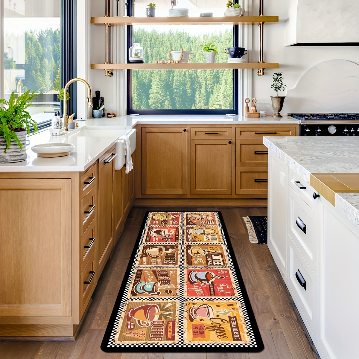 2 alfombras y tapetes de cocina, girasoles en tabla de madera, tapete de  cocina acolchado, antifatiga, cómodo, antideslizante, tapete de cocina