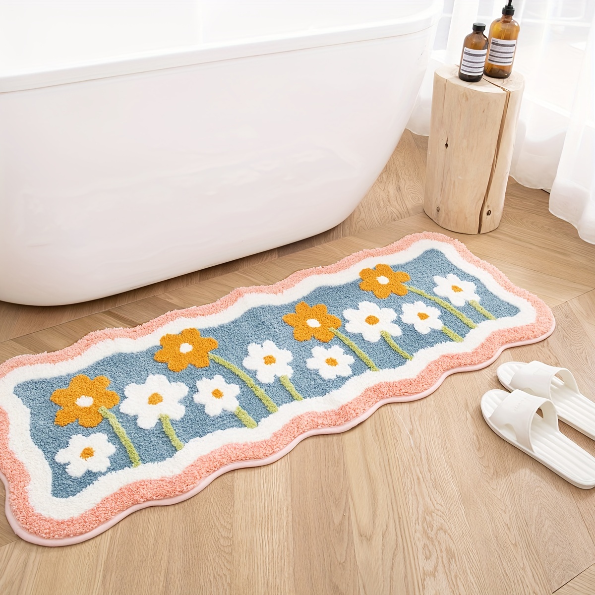 23.6in Smiley Face Rug Sunflower Cute Bath Mat Strong Water Absorption  Super Absorbent And Fluffy Machine Washable Bahtub Mats For Shower, Tub,  Bedroo