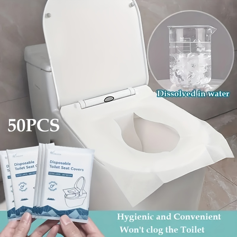 50PCS Disposable Toilet Seat Cover Hotel WC Cushion White Individual  Packaging Thickened Travel Toilet Cover Waterproof