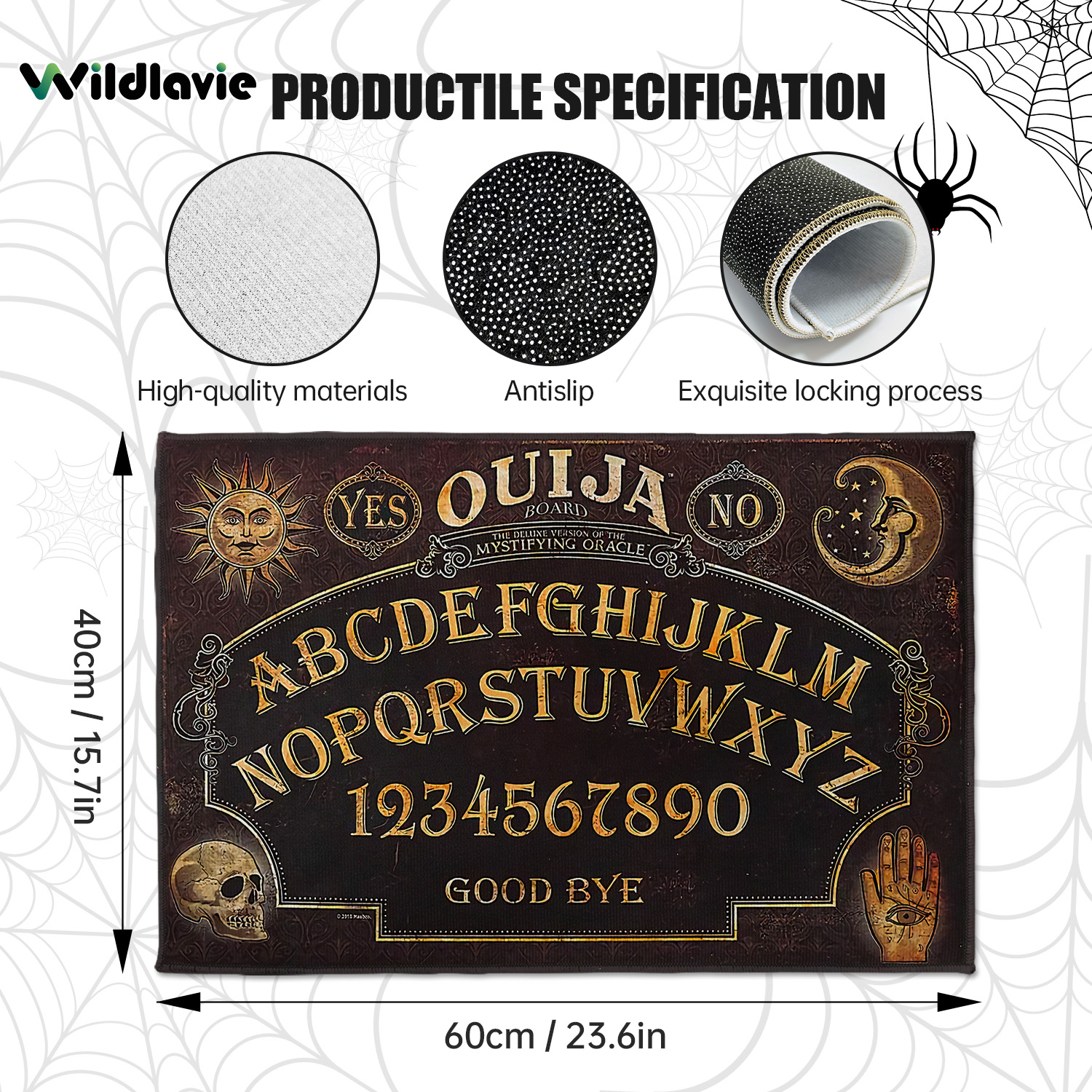 Halloween Skeleton Ouija Board Coir Door Mat, Welcome Halloween