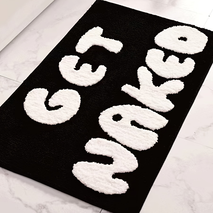 Get Naked Black & White Bath Mat Backing Water Absorbent Bathroom