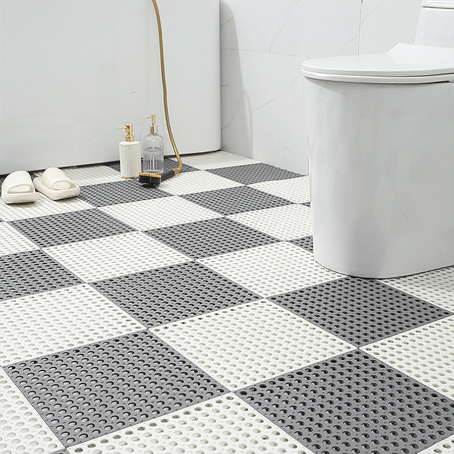 Tapis salle de bain antidérapant motif carreaux 67x35 - Bricoland