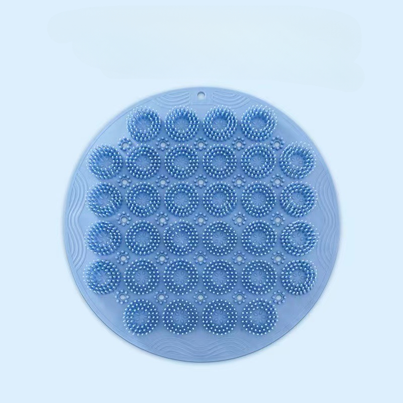 Non Slip Round Bathroom Mat Silicone Shower Bath Foot Cleaning Brush  Massage Rug