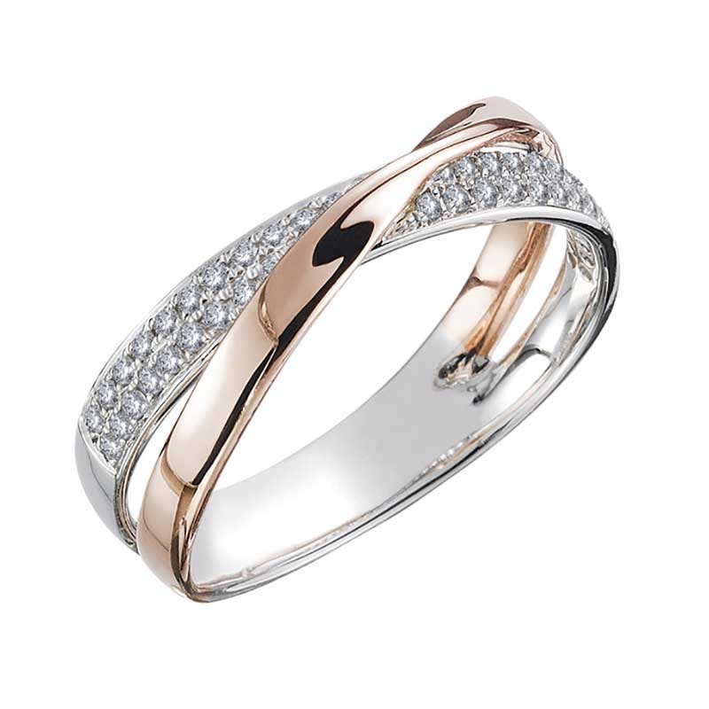 Chain Design Open Zircon Golden Ring 18k Gold Plated Fine Jewelry