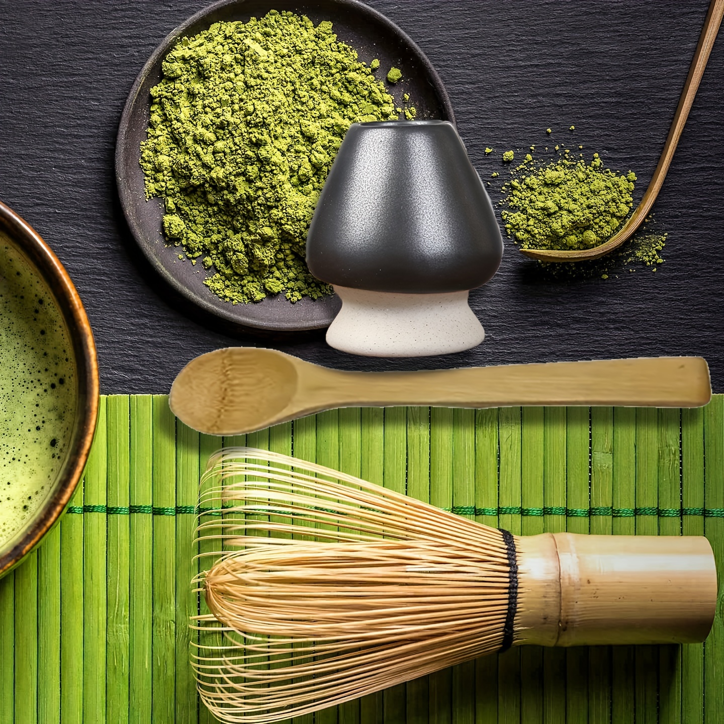 CHAMAIR Bamboo Matcha Powder Stirring Whisk Coffee Green Tea