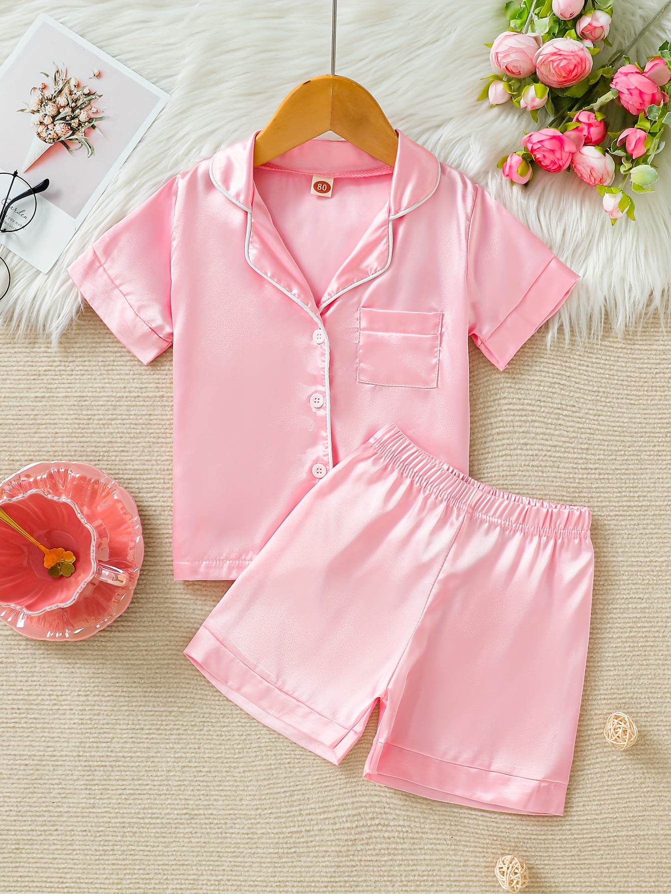 Short Kids Silk Pajamas