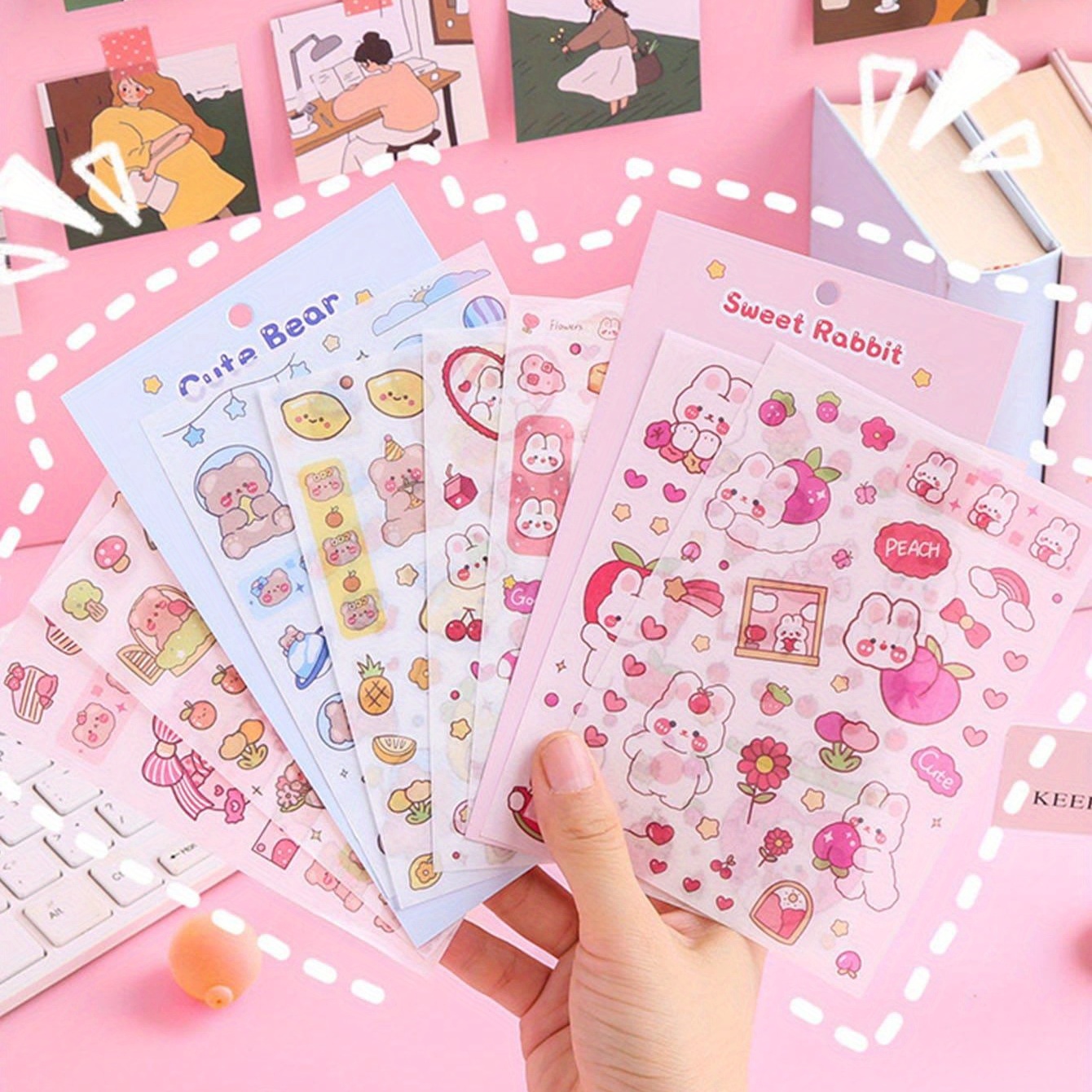 10sheets/pack Random Style Sticker, Decorative Cute Album Stickers,  Stationery DIY Material