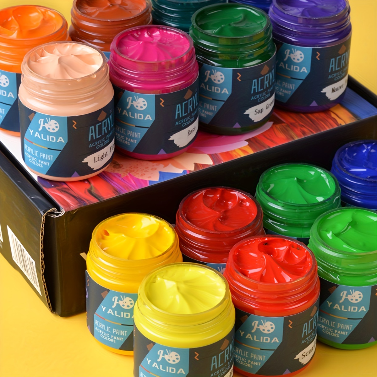 Set de Pintura acrilica de 6 Colores para lienzos y Manualidades Surtido,  75 ml (Paquete de 6)