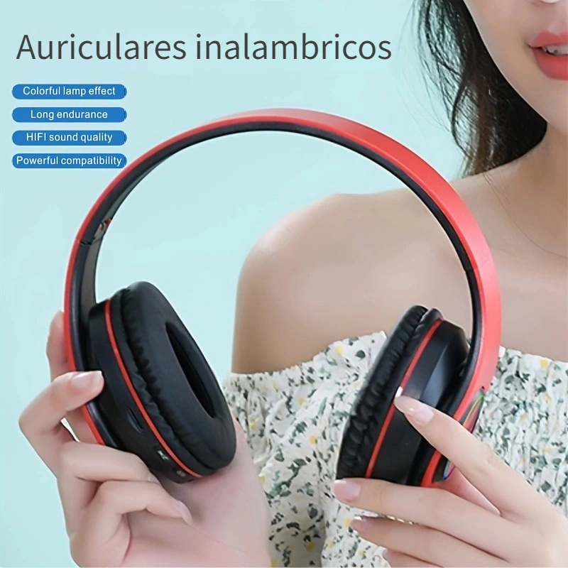 Auriculares Inalambricos Bluetooth Niños para Chico Niñas, Amarillo Cascos  con Microfono, Auriculares Over Ear Plegable con Luz LED para