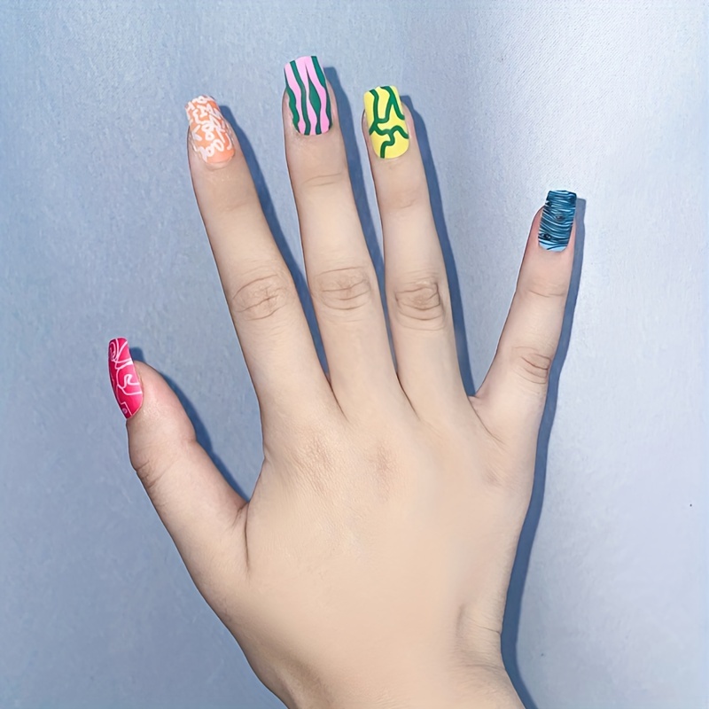 Set 24 pcs Nail sticker 3D fashion design multicolor for nail, acrylic,  dip, gel