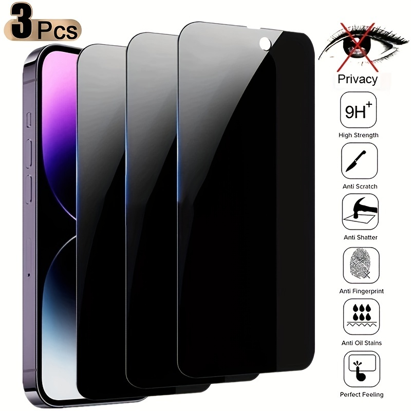 Protector de Pantalla - 9H - de Cobertura Completa Privacy para iPhone 15  Pro Max - Borde Negro