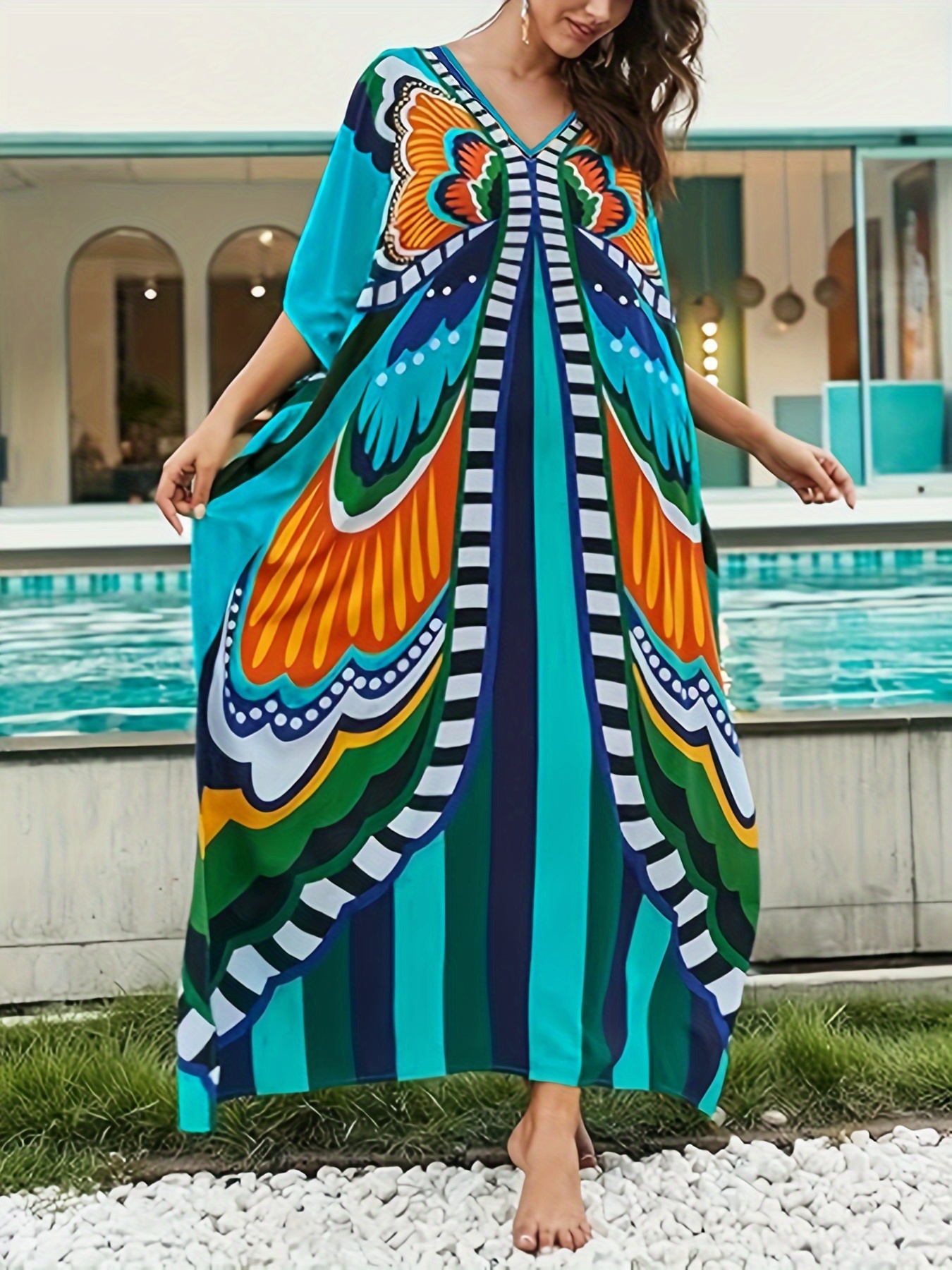 Butterfly kaftan outlet dress