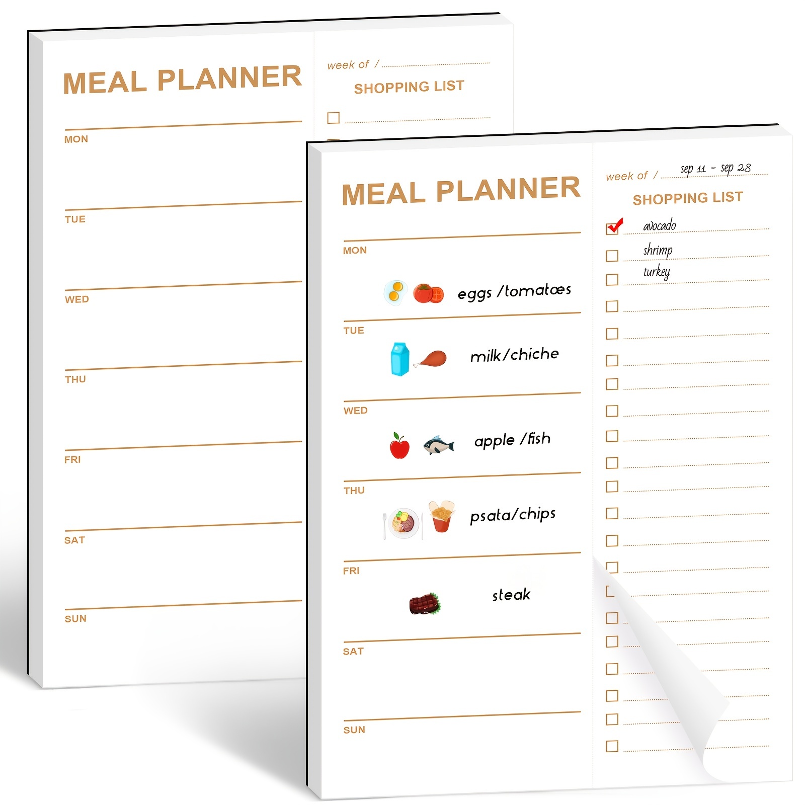 1pc Magnetic Menu Board For Kitchen- 10x15 - Dry Erase Weekly Meal Planner  And Grocery List Magnet Pad For Fridge