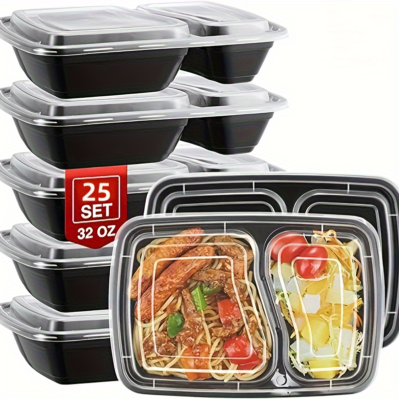 Freshware Meal Prep Containers [25 Pack] 2 Compartment with Lids, Food  Storage Containers, Bento Box, BPA Free, Stackable