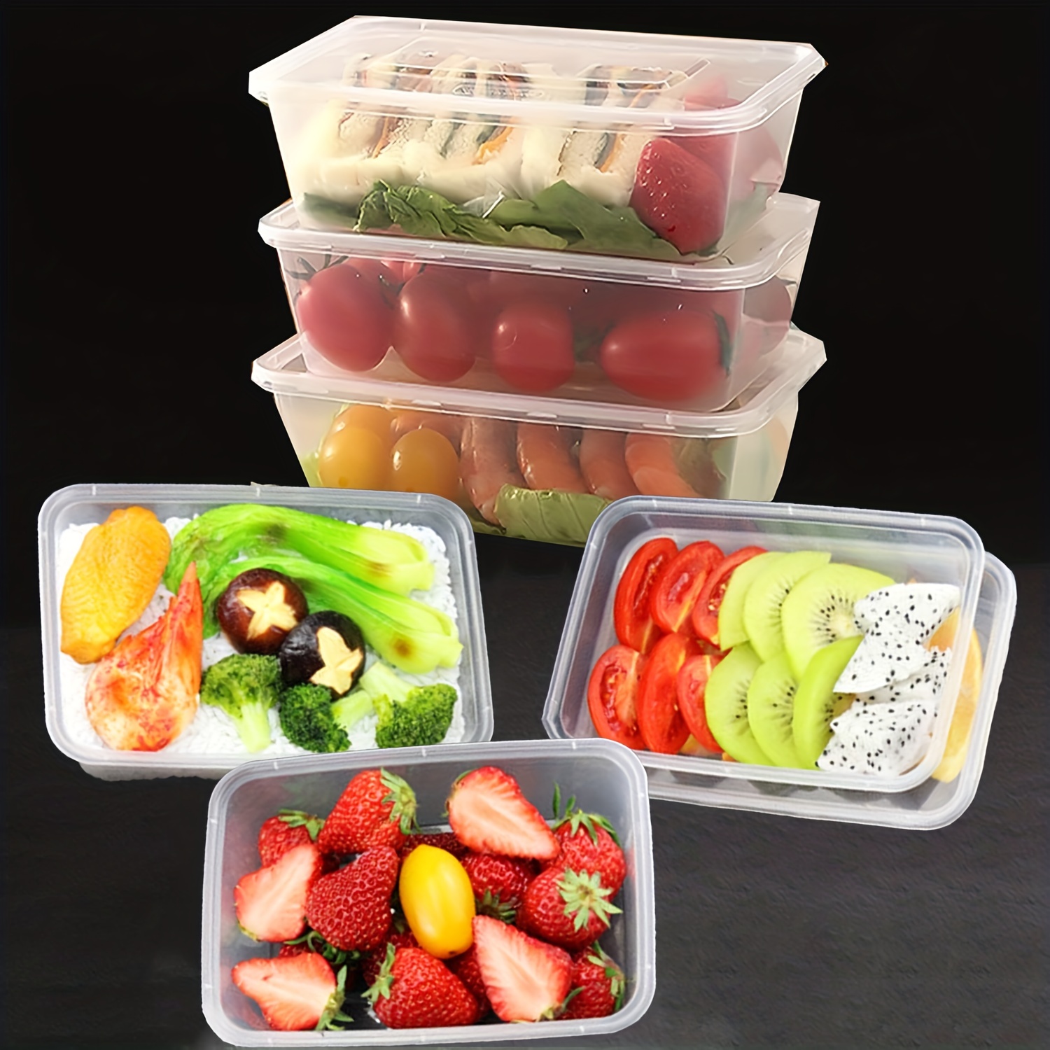 Meal Preparation Container,, Food Preparation Container With Lid, For Food  Preparation, Disposable Lunch Box, Plastic Box Without Bisphenol A, Fro  Picnic, Camping, Household Kitchen Supplies - Temu