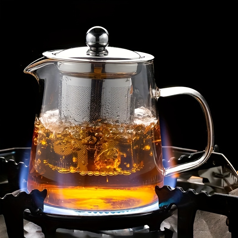 Stainless Steel Tea Warmer Candle Stove Glass Flower Teapot - Temu