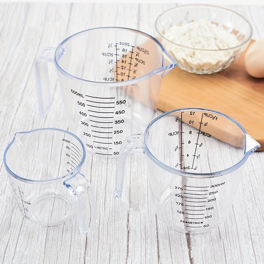 10pcs/set Plastic Black Measuring Cups & Spoons With Scale,  1.25ml/2.5ml/5ml/7.5ml/15ml/30ml/60ml/80ml/150ml/250ml For Cooking,  Household, Outdoor Travel, Etc.