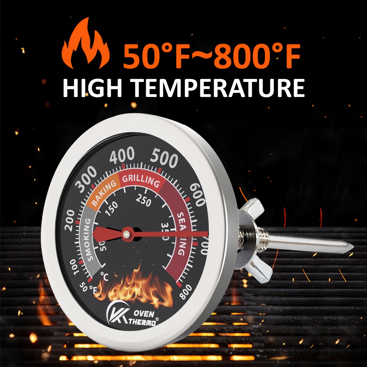 bbq meat bimetal thermometer barbecue grill oven temperature gauge