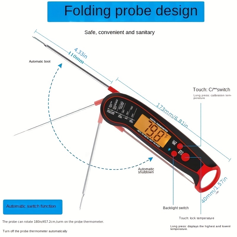 Meat Thermometer for Cooking,Folding Probe Instant Read Food Candy