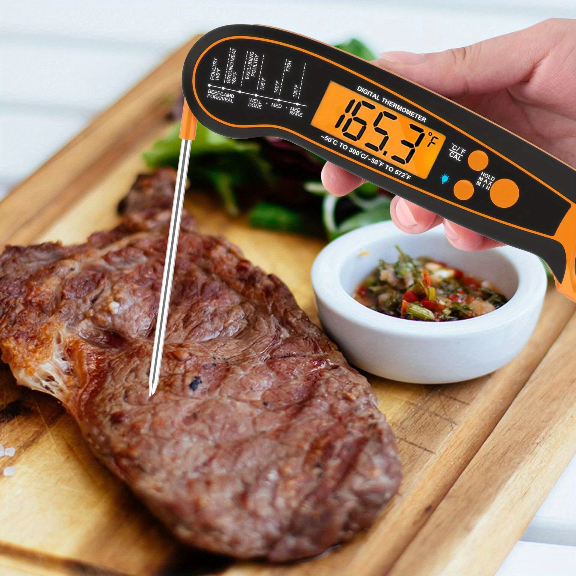 Wireless Meat Thermometer, Digital Bbq Thermometer With Temperature Probe,  Instant Read Food Thermometer, Large Lcd Display, Transmission Distance For  Accurate Cooking Results, Kitchen Accessaries - Temu