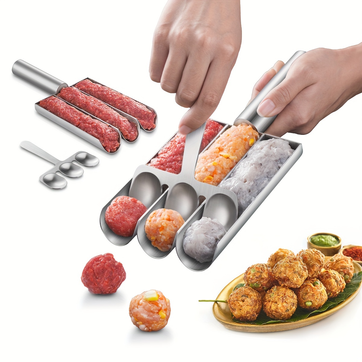 Portable Meat Making Balls ,Cooking Utensils Prawn Sliding Tool