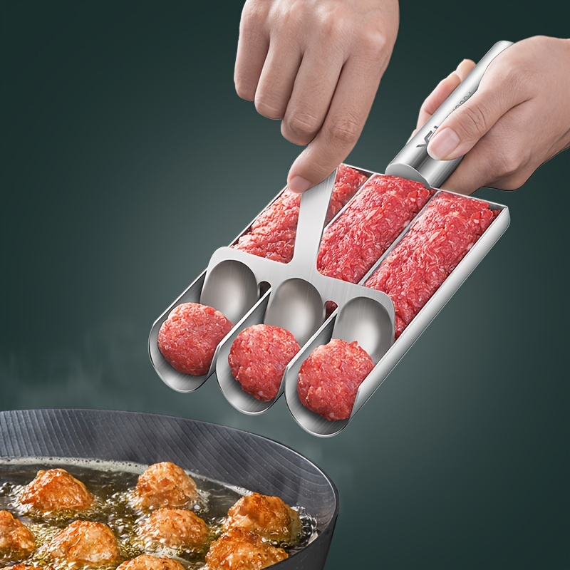 Meat Ballers, Stainless Steel Non-stick Meatball Maker, Tongs, Cake Pop  Meatball Maker Ice Tongs, Cookie Dough Scoop For Kitchen For Restaurants -  Temu