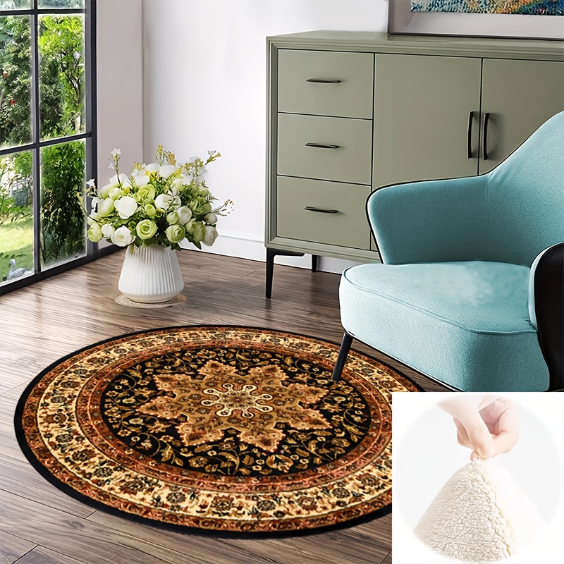1pc Simple Half-round Shape Faux Cashmere Carpet, Soft And Thick Floor Mat  Suitable For Living Room Sofa Balcony Coffee Table Bedroom
