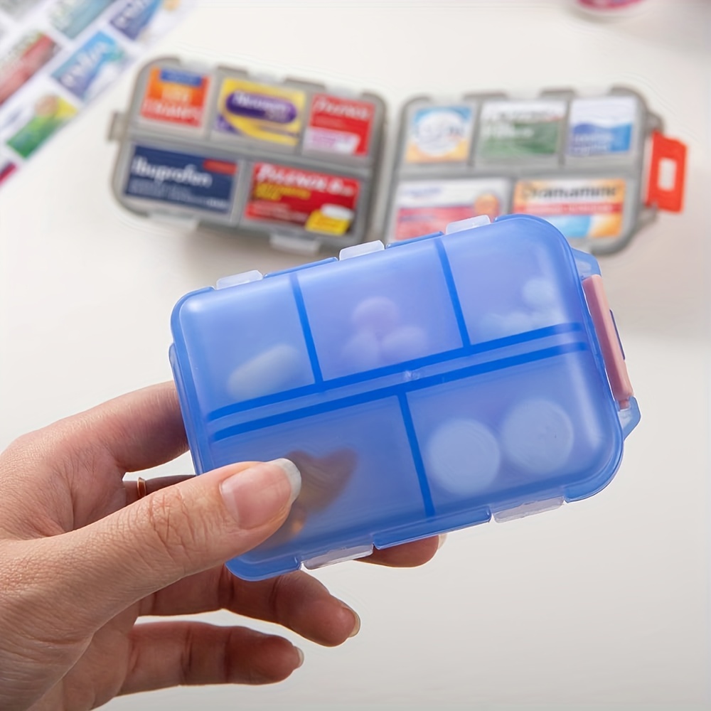 Paquete de 3 pastilleros de viaje, organizador diario de pastilleros, 8  compartimentos, pastillero portátil, farmacia de bolsillo con etiquetas