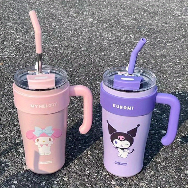 700ml Kawaii Water Bottle For Girls Stainless Steel Thermos Bottle With  Straw Cute Cartoon Kids Thermal Cup Tumbler Vacuum Flask