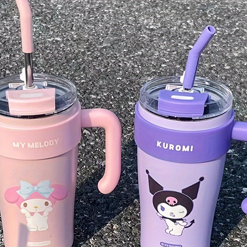 820ml Kawaii Sanrio Kuromi My Melody Thermos Mug Thermal Water Bottle  Cartoon High Capacity Stainless Steel Portable Straw Cups - AliExpress