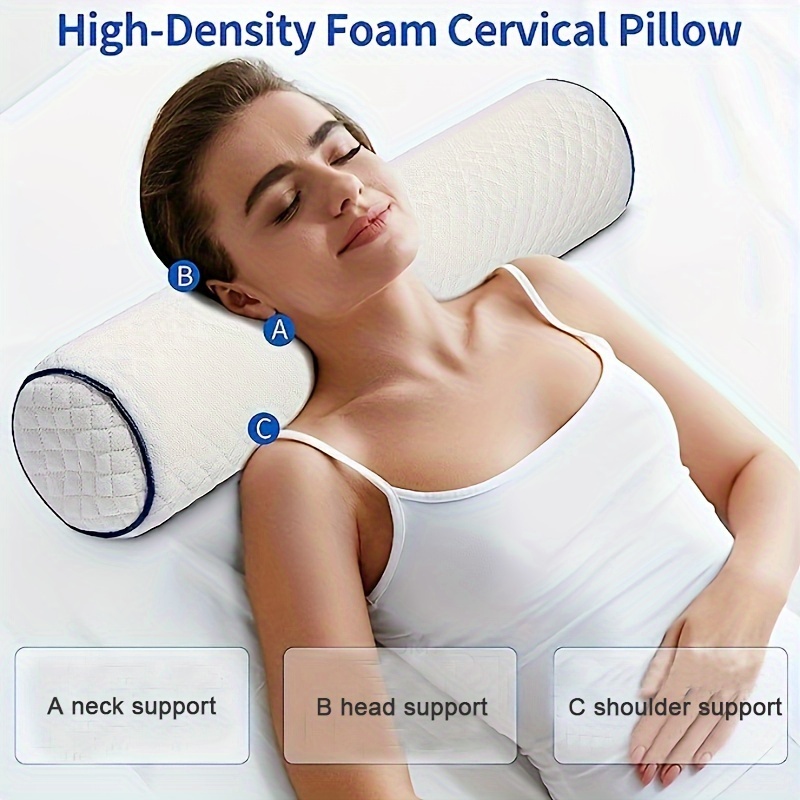 Memory Foam Car Neck Pillow/genuine Leather Auto Cervical Round Roll Office  Chair Bolster Headrest Supports Cushion Pad Black