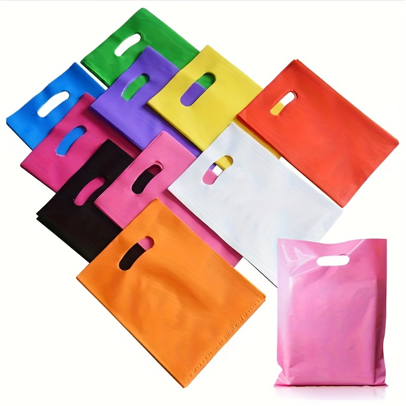 100 bolsas de plástico transparente de 11 x 15 pulgadas con asas  troqueladas, 2 mil de grosor, perfectas para venta al por menor, pequeñas  empresas