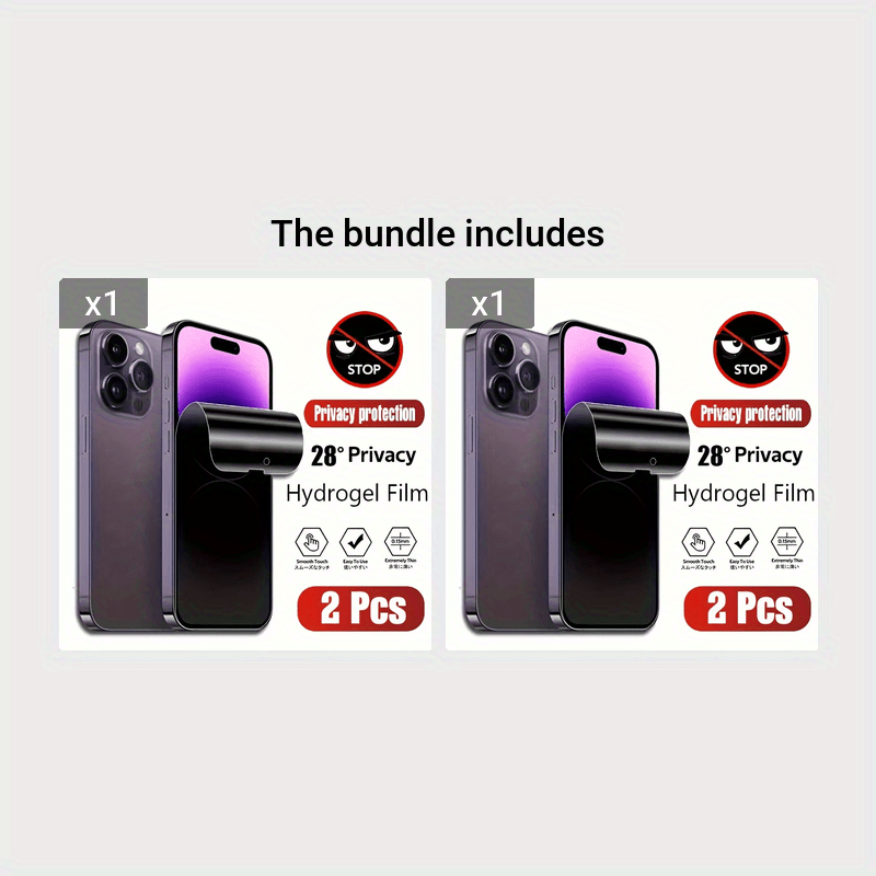 (2-Pack) Privacy Hydrogel Screen Protector For IPhone 16/15/14/13/12/11 - Anti-Spy