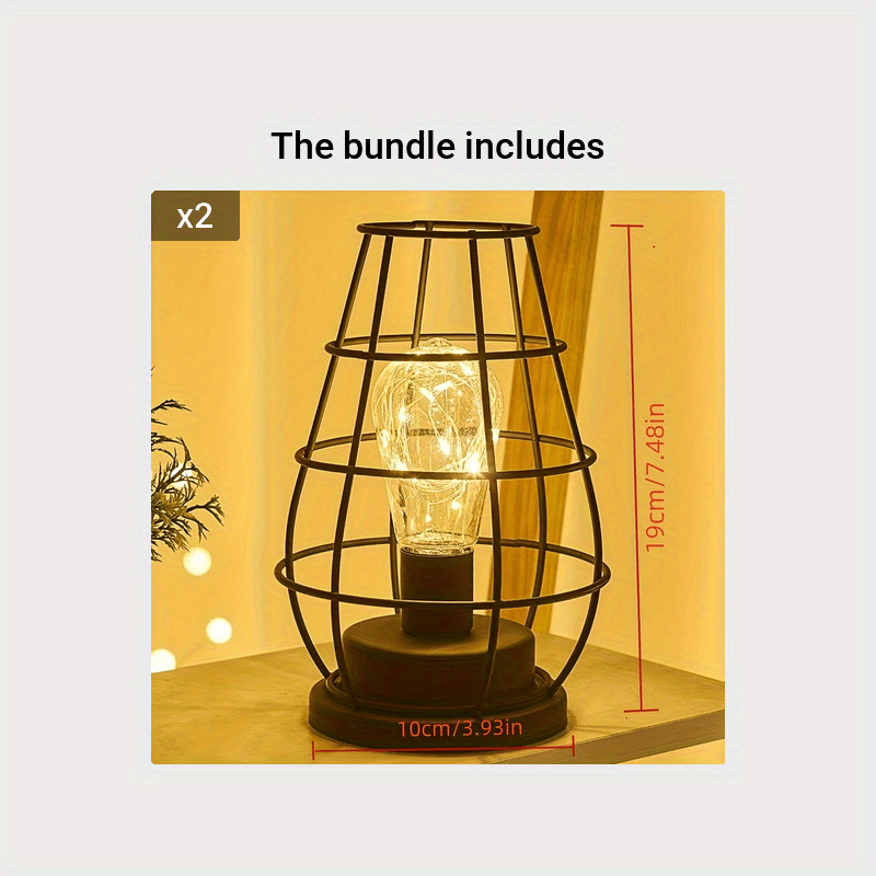 DECORKEY DKTL-112 Decorkey Set Of 4 Battery Operated Lamp Led Table  Lantern, Metal Cage Cordless Lamps With Led Bulbvintage Decorative Outdoor  Lan