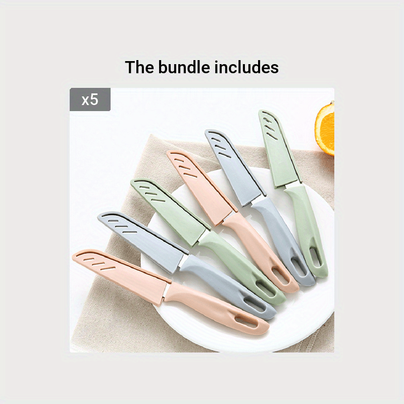 1pc Simple Stainless Steel Fruit Knife Candy-colored Kitchen Knife