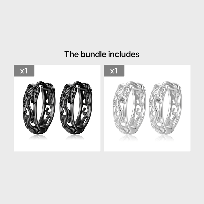 Vintage Hollow Dragon Hoop Cuff Earrings for Men