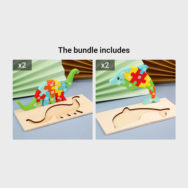 Puzzles pour enfants en bois - Bundle 4 pièces - Puzzle Animaux - Puzzle en  bois 