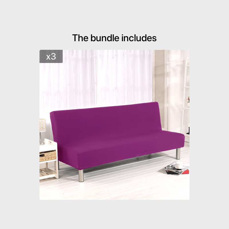 Stretch Velvet Armless Futon Slipcover - Solid Color Sofa Bed Protector (Universal, Polyester)