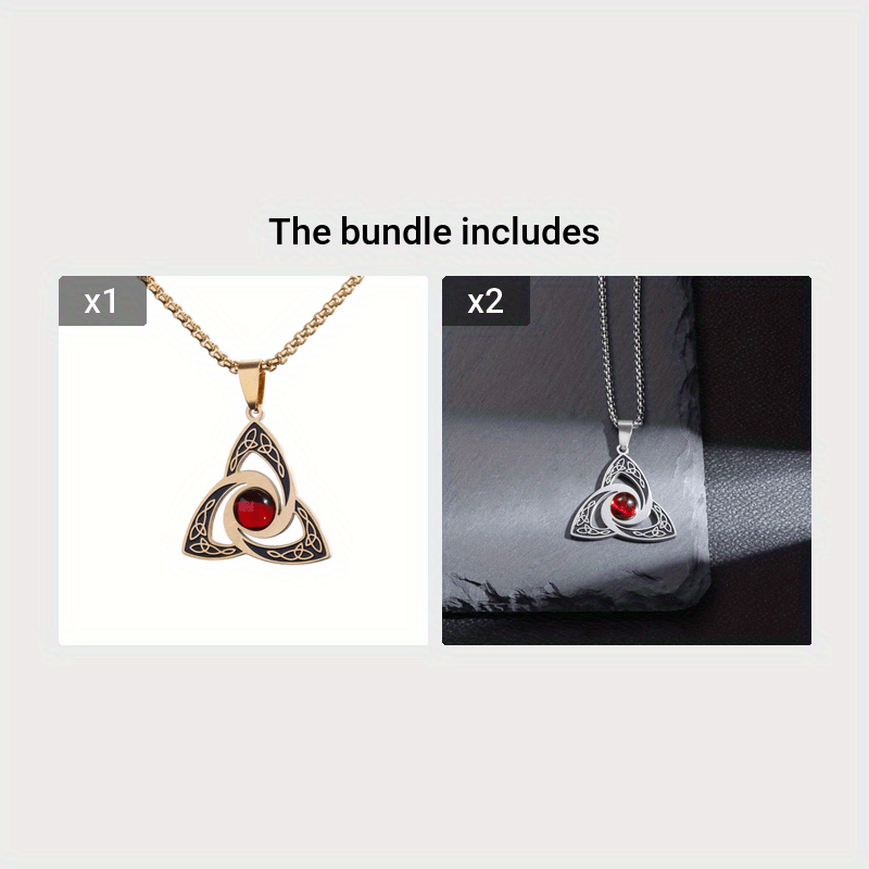Stainless Steel Celtic Knot Necklace with Gemstone