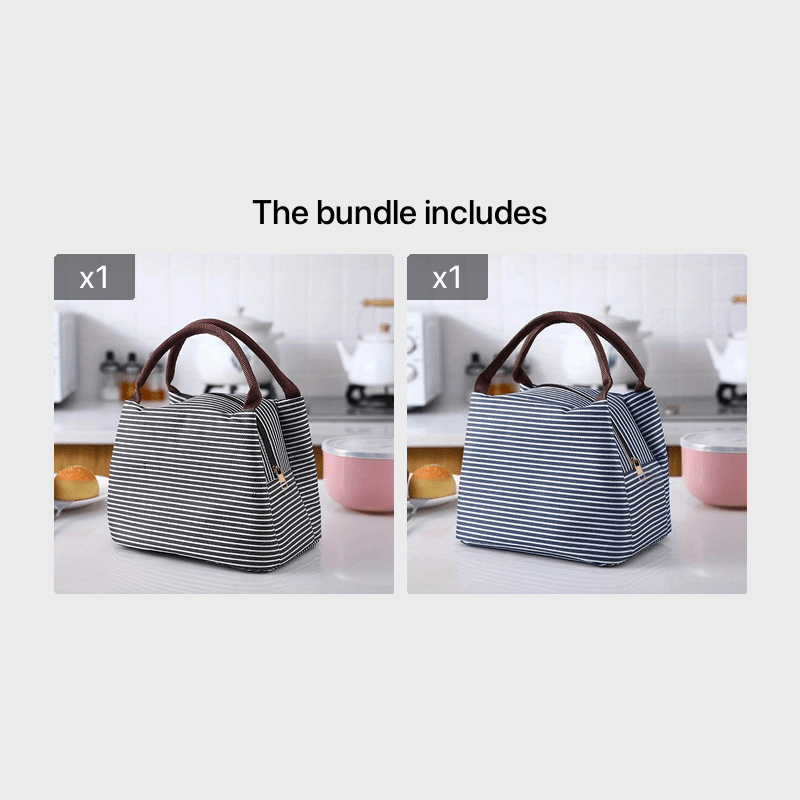 striped pattern satchel lunch box canvas lightweight portable lunch storage bag school office picnic lunch handbag