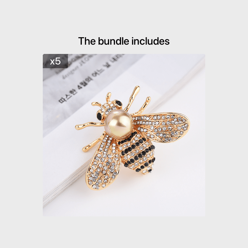 Elegant Rhinestone Pearl Bee Alloy Brooch for Women Men Fashion Lapel Pins  Backpack Clothing Jewelry Accessories Gift