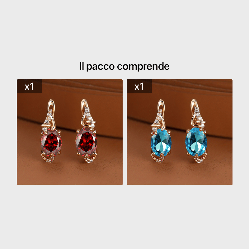 Orecchini Cuore Placcati Oro Rosa Creati Con Cristalli Zircondia