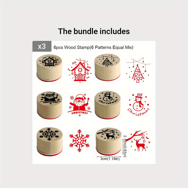 Christmas Rubber Stamps for Card Making Santa Claus Christmas Tree Bells  Gift Wooden Rubber Stamp for Decor Scrapbook Journal 6 Styles 