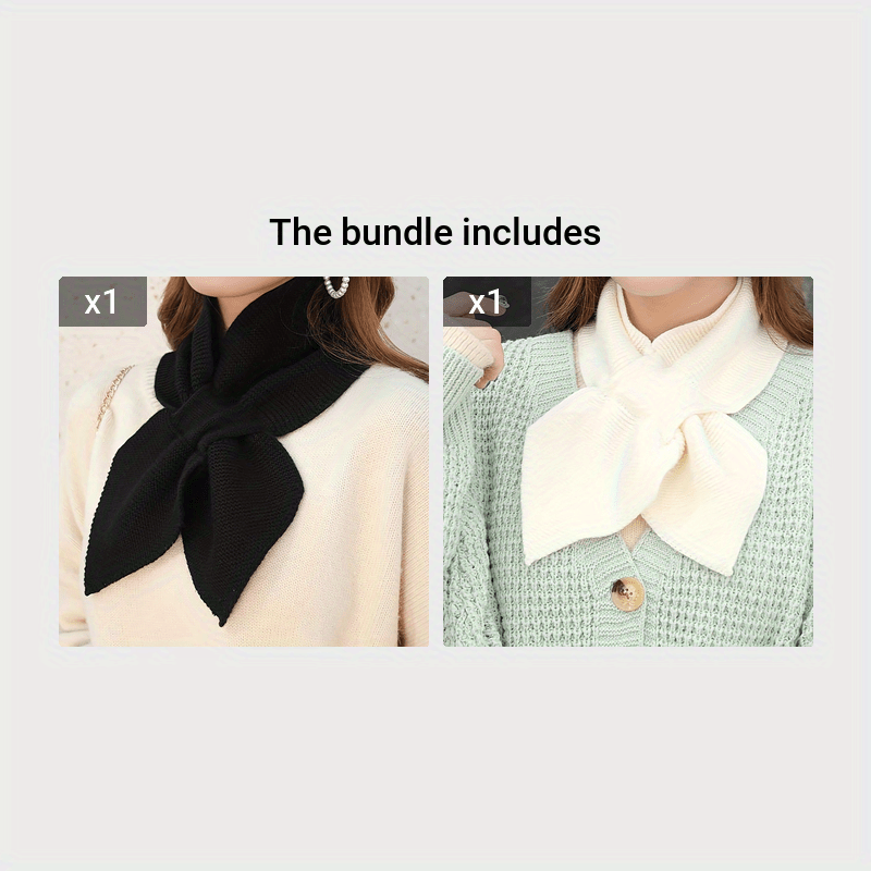Women's Small Scarf With Bow Fishtail Design - Soft Warm Winter Accessory For Evening , Versatile Fashion Bib Collar, Hand Wash/, Textured Fabric