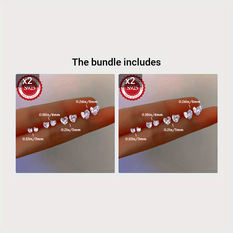 Women's Heart Shaped Sterling Silver Stud Earrings