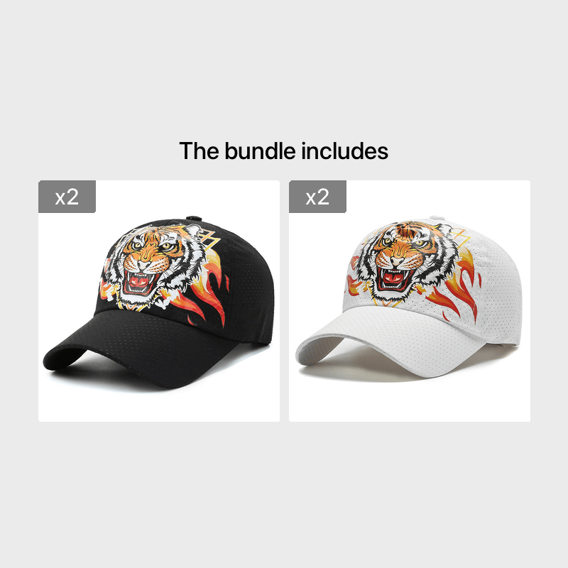 Tiger Head Print Sun Visor Baseball Cap