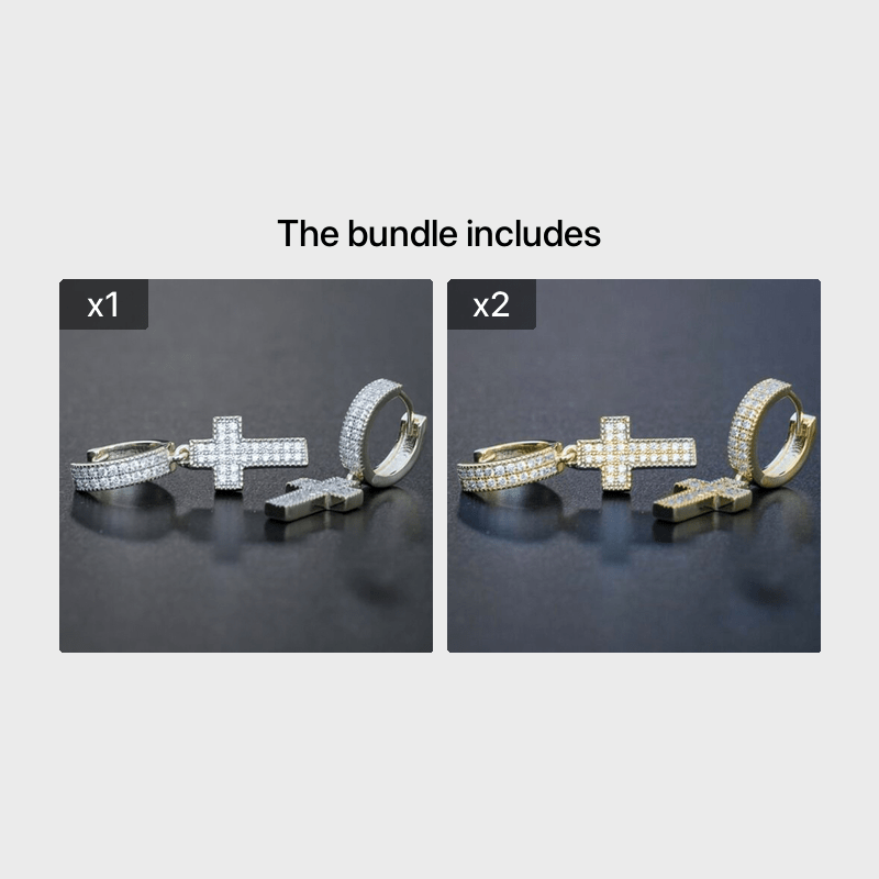 Punk Style Cross Rhinestone Dangle Earrings for Men