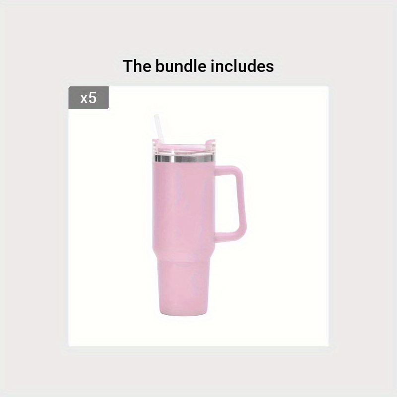 Straw Tumbler, Reusable Vacuum Tumbler With Straw, Insulated Double Wall  Stainless Steel Cup Handle And Vacuum Flask, Handy Cup For  Restaurants/cafes - Temu