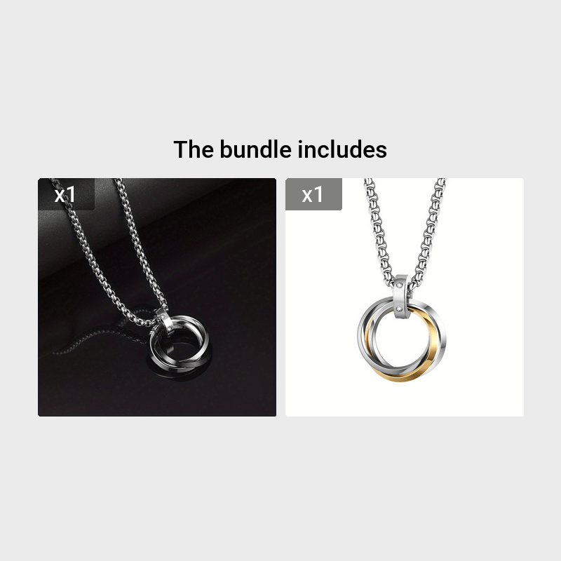 Men's Hip Hop Stainless Steel Triple Ring Pendant Necklace